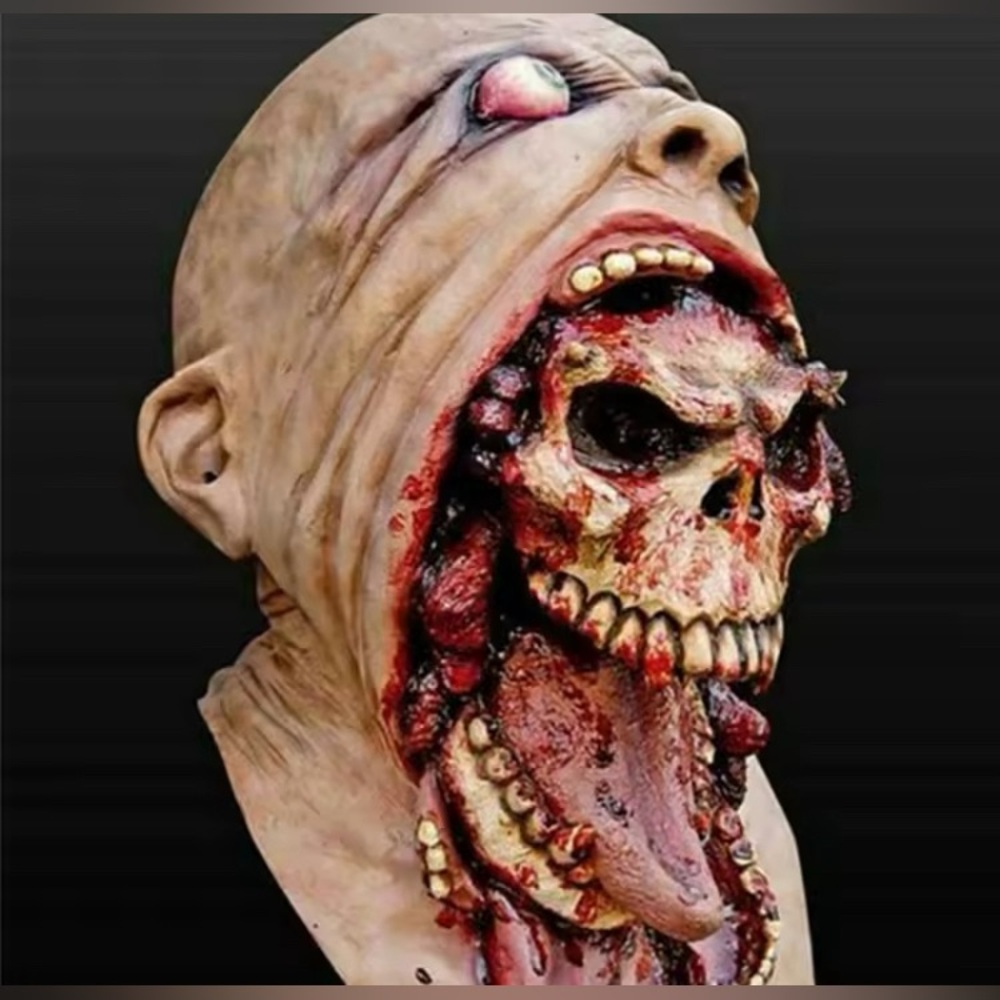 Halloween costume Bloody Horror Ripped Double-layer Skull Latex Mask